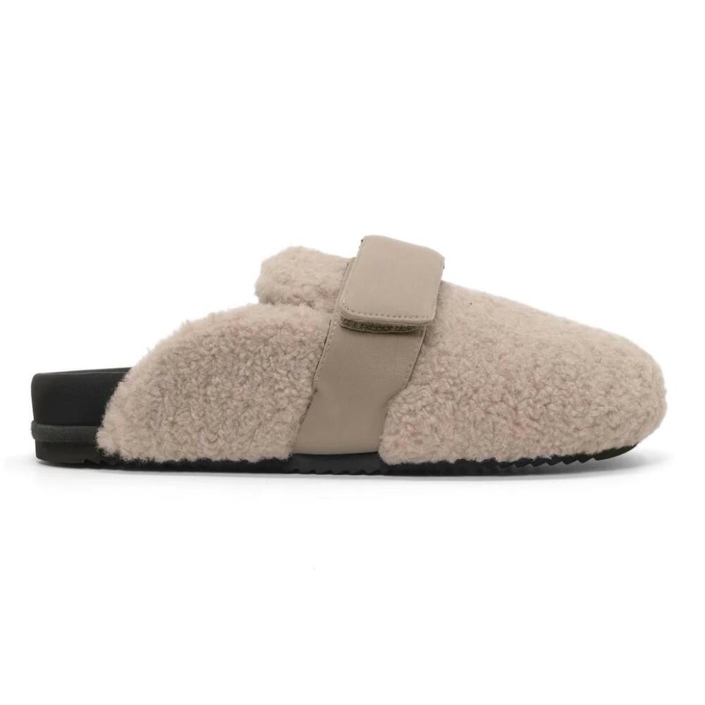 NEW ROAM women's fuzzy loafer mule in cement